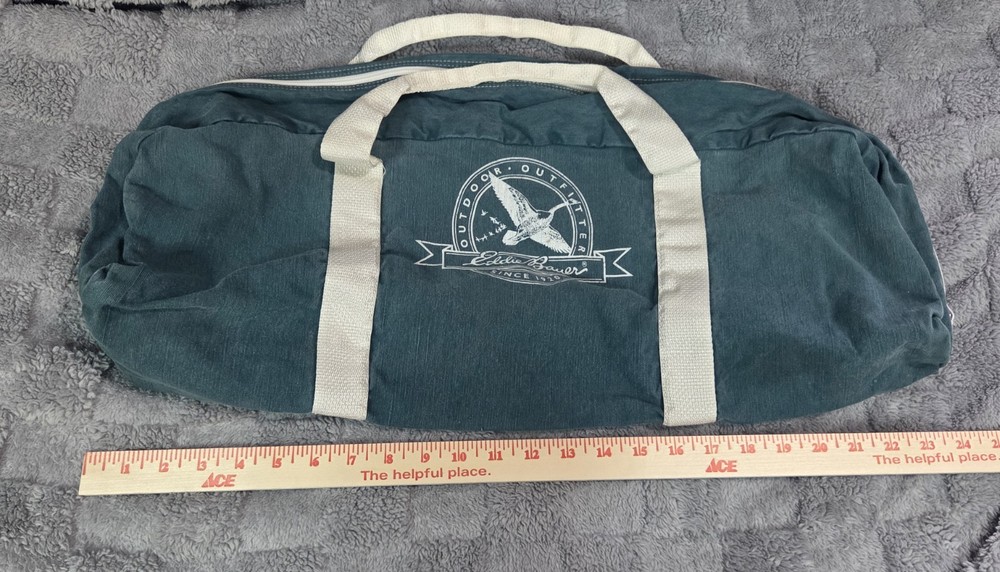 VTG Eddie Bauer Duffle Bag Green Canvas