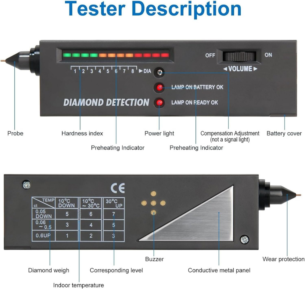 Gold Silver Diamond Tester Selector Gemstone Testing Kit Digital Electronic Tool