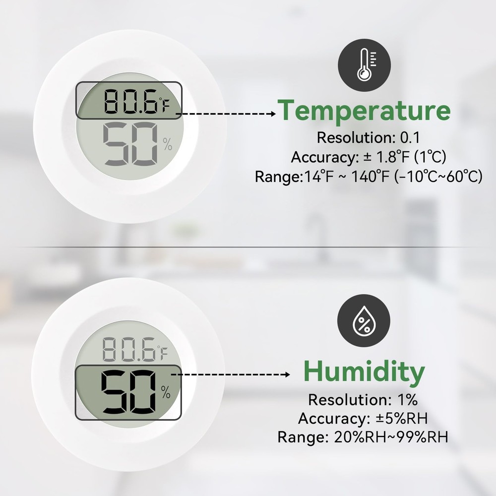 Atogou 2-Pack Mini Hygrometer & Thermometer, Indoor White, White 2-pack