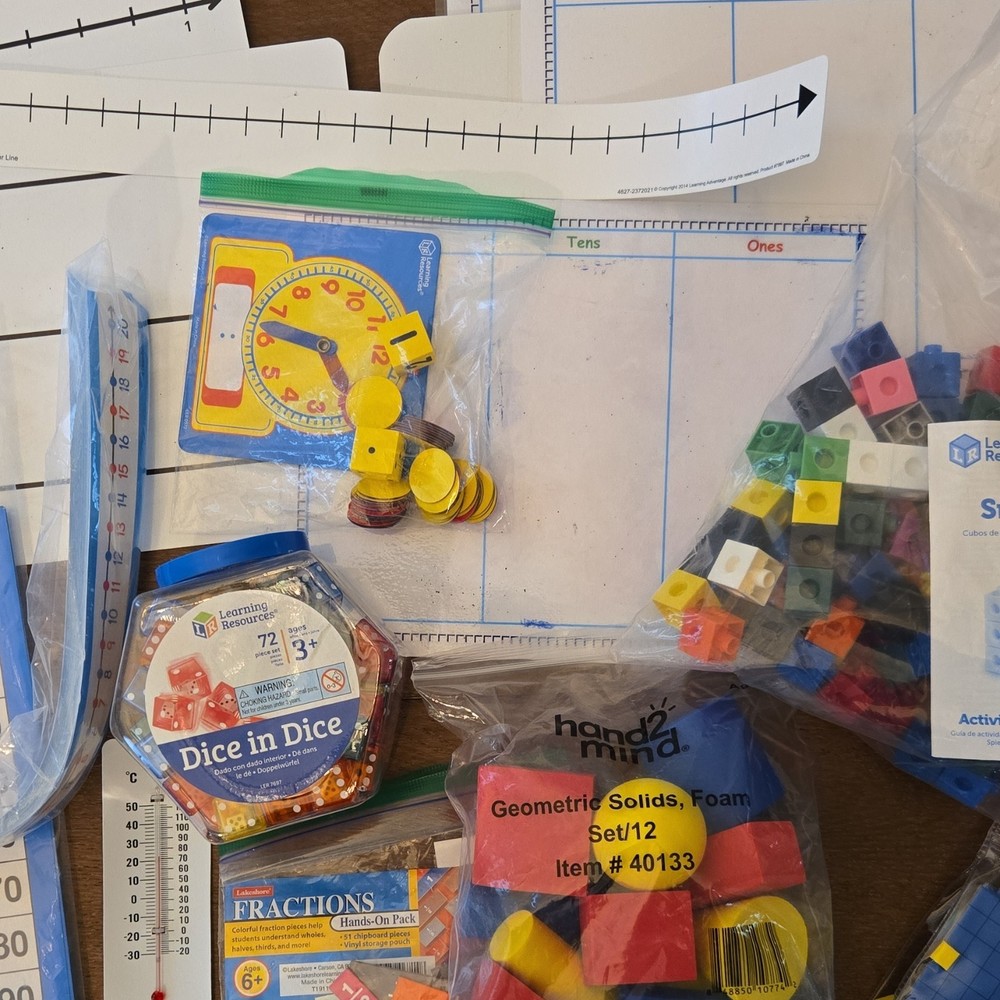 Learning Resources & hand2mind Snap Cubes, Base 10, Fractions, Dice