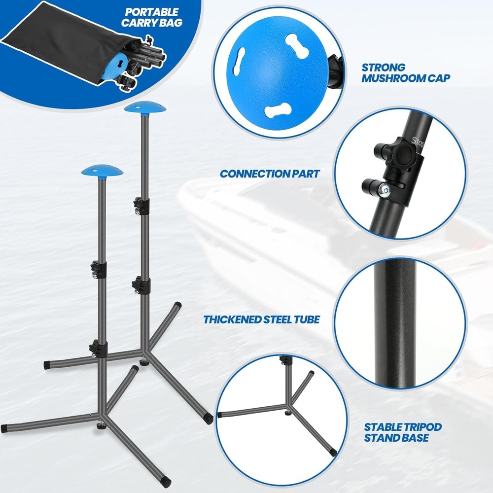 Windproof Boat Cover Support Pole System 2 Pcs with Adjustable Heights
