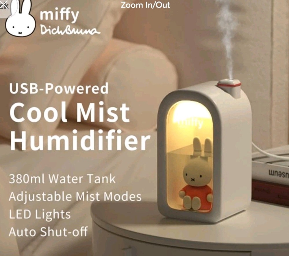 miffy Cool Mist Humidifier 380ml LED Light White Blue Table Top Compact