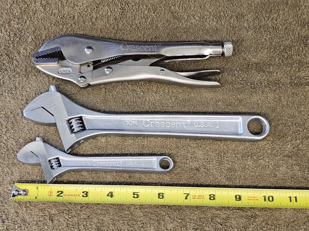 3 Crescent Adjustable Wrench Adjustable Locking Pliers 10" 6" C10S