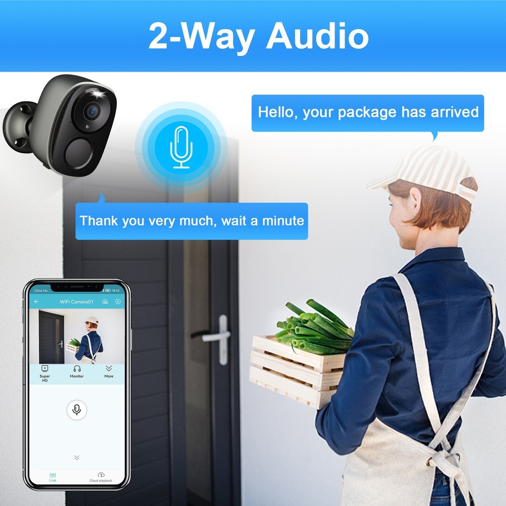 2pcs Sansco Solar Battery Powered Wireless Security Camera Wifi 3MP 2-Way Audio