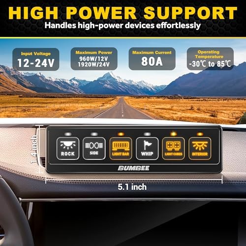 Multi-Function Toggle Switches, 80A High Power 6 Gang Wireless Switch Panel