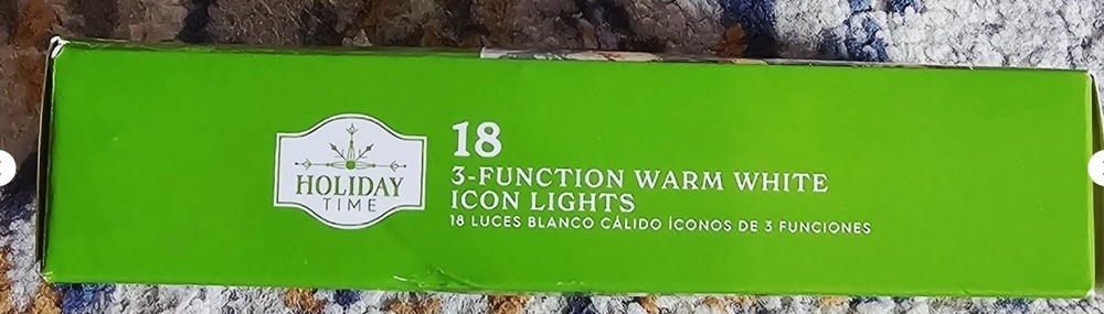 Holiday Time 3-Function 18 LED Warm White Icon Lights Silver Wire