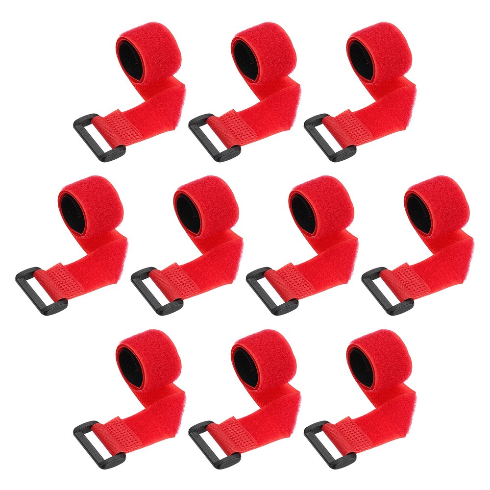 10pcs Reusable Cinch Straps 1"x12" Hook and Loop Cable Securing Straps, Red