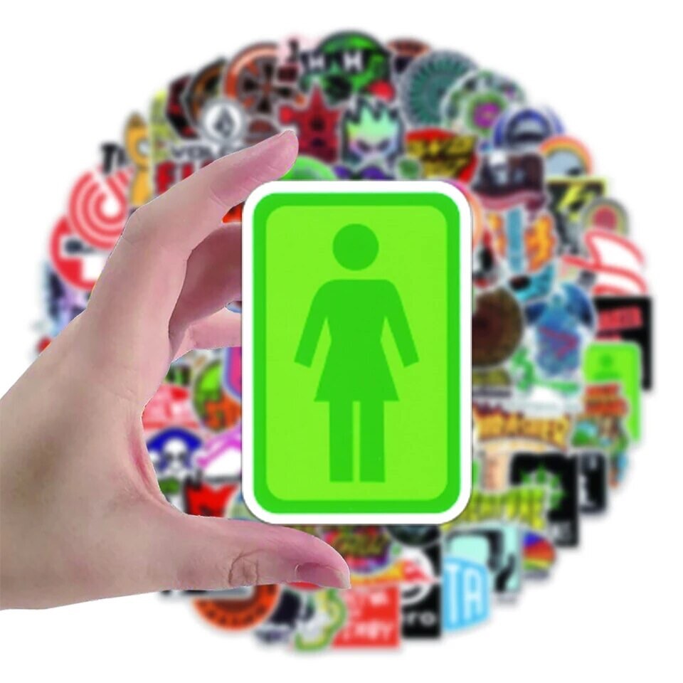 Skate Logo Brand Stickers 50pk Mix Santa Cruz Thrasher Baker Alien Skateboarding