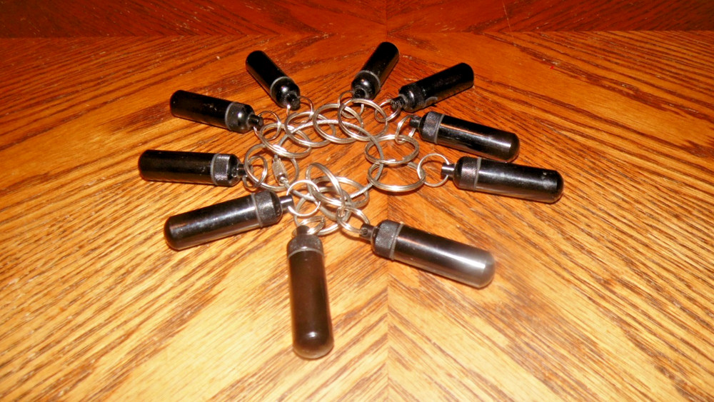 Black Pill Container for Keychain, 10 count