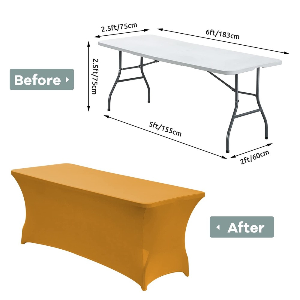 6FT Waterproof Stretch Spandex Table Cover for Rectangular Tables - Elastic F...