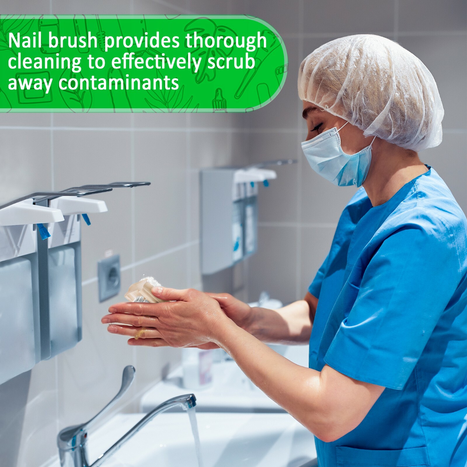 Konex Non-Slip Wooden Two-sided Hand and Nail Cleaning Brush