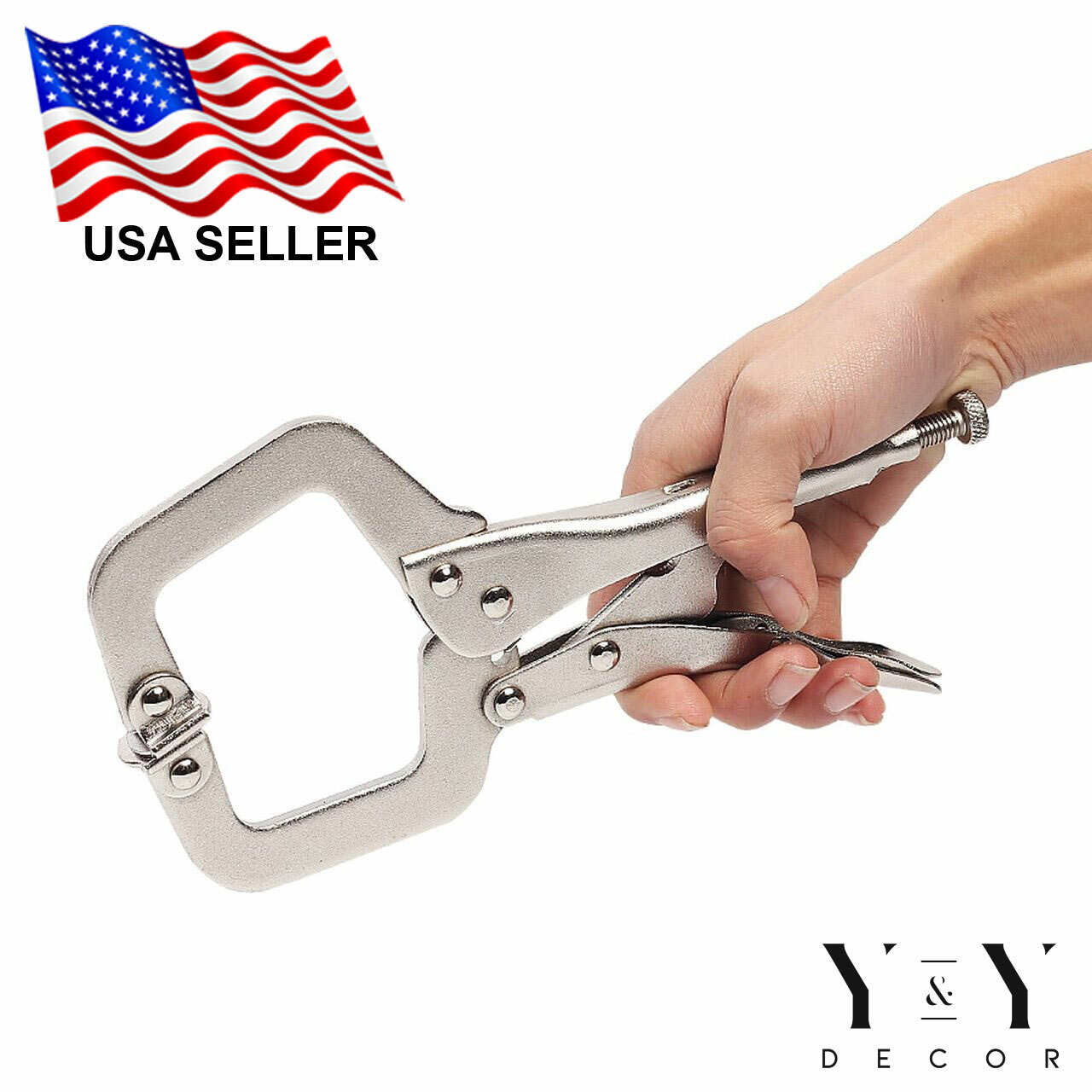 11" Locking C Clamp Pliers 5pc Set With Swivel Pads Welding Vise Clamps Holding