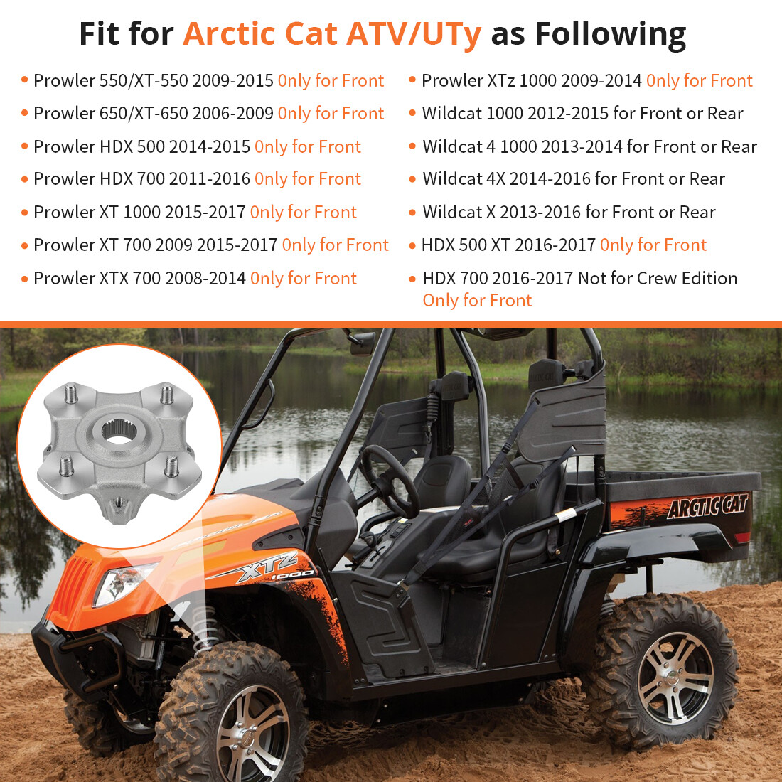 For Arctic Cat 2012-2015 Wildcat 1000 Front & Rear Wheel Hub 1502-971 #1502-433