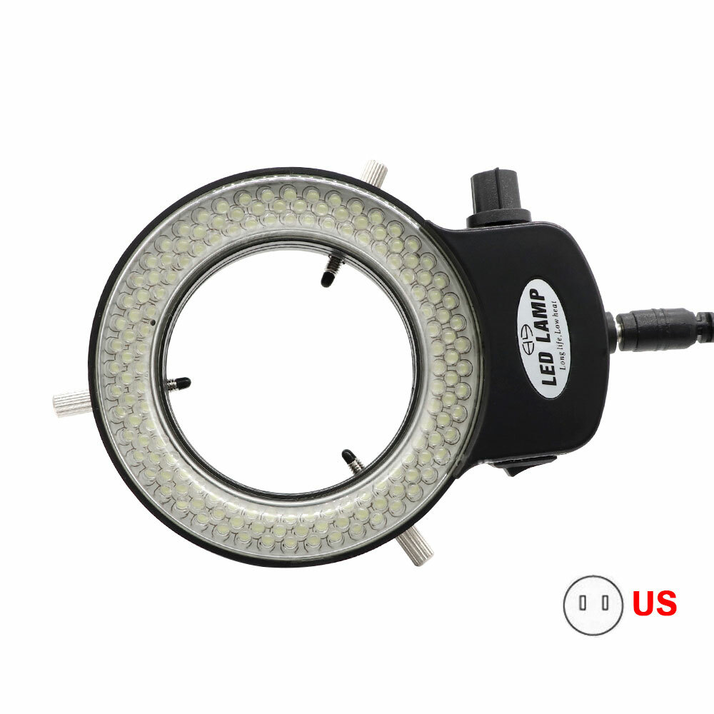 Black 144 LED Bulbs Microscope Ring Light Illuminator Lamp US Plug #SH