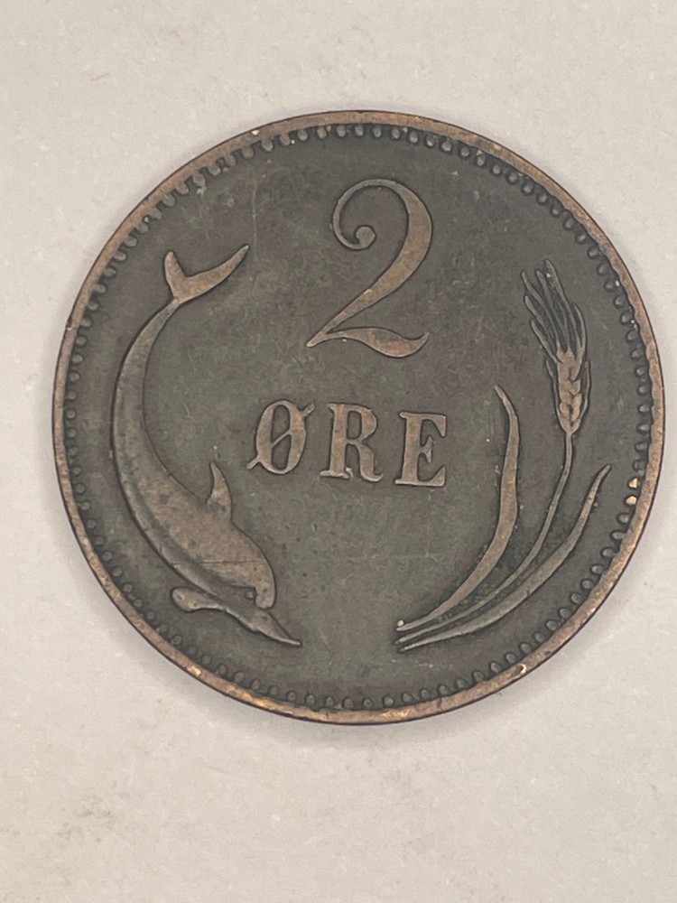 1886 Denmark 2 Ore Coin   HG32