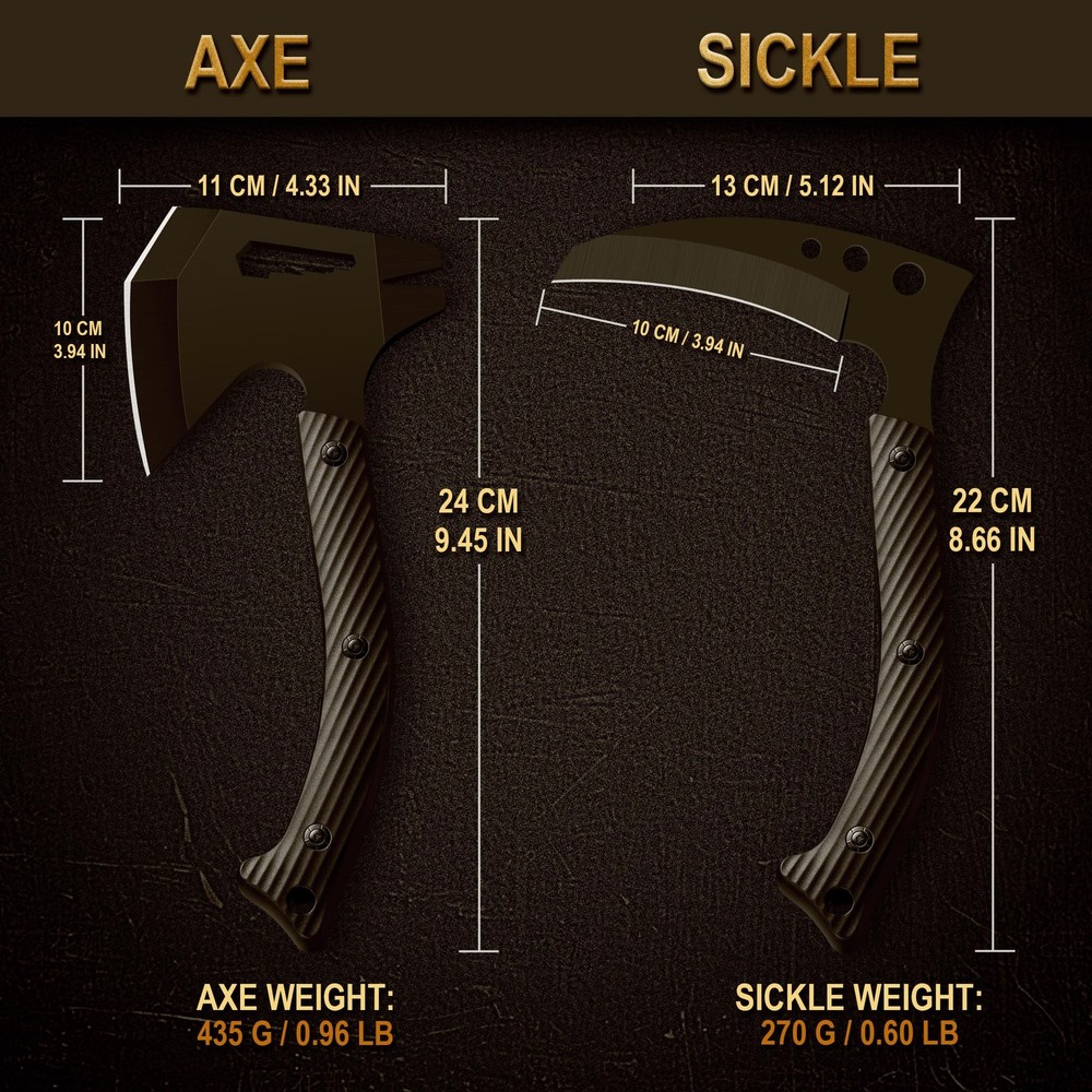 Grumpy Bear Tactical Axe Sickle Set Survival Tomahawk Hatchet