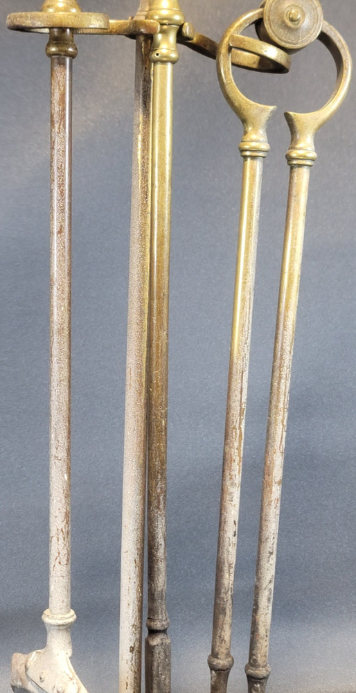 3-Piece Antique Brass Fireplace Tool Set