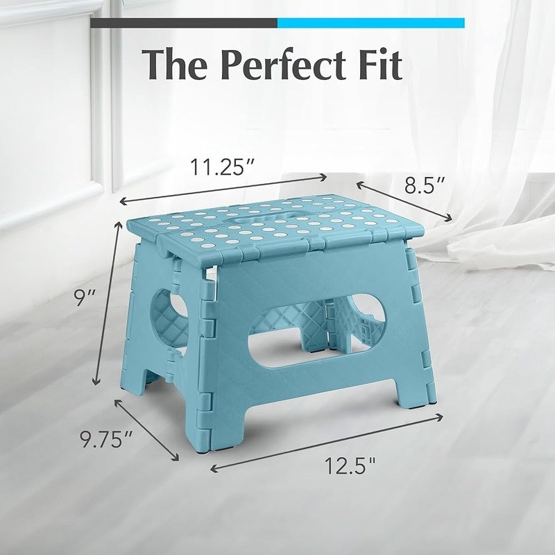 Folding Step Stool Lightweight Portable Non Slip Bathroom Ladder Multi Use
