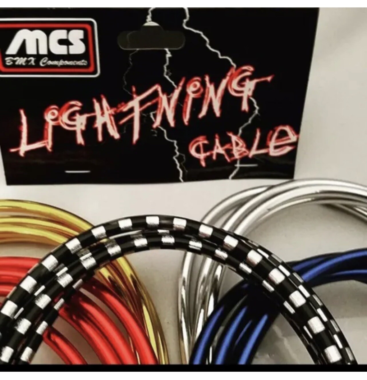 MCS Lightning Metallic Brake Cable red/gold/blue/silver/checker