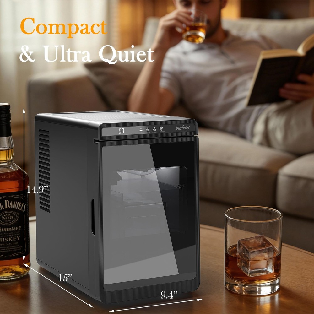 Clear Ice Maker, Countertop Ice Machine with 1.6" Square Ice Cubes, Compact E...