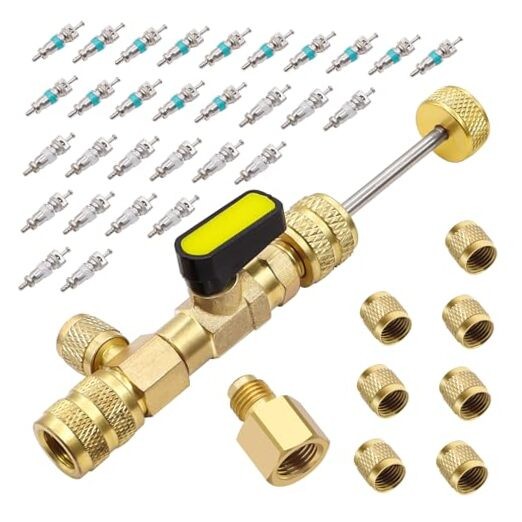 Valve Core Remover Installer Tool with Dual Size SAE 1/4 and 5/16 Port Brass