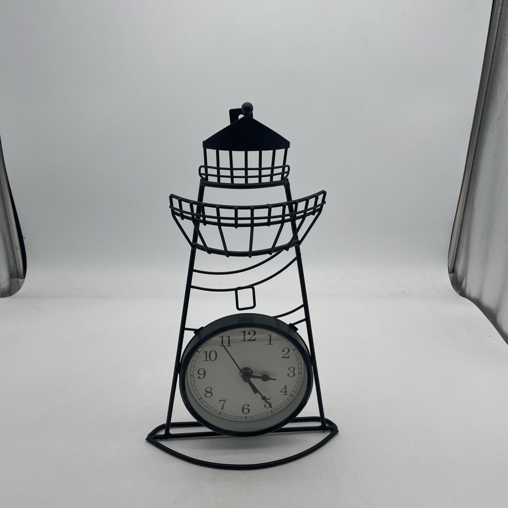 Table/Wall Clock Wrought Iron Lighthouse Theme Cottage Core Tested