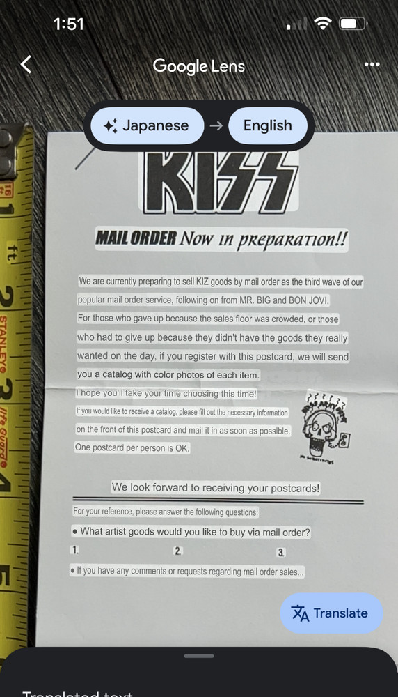 KISS Handbill Concert Ad Flyer Reunion Hiroshima Japan Japanese Vintage Kiss B