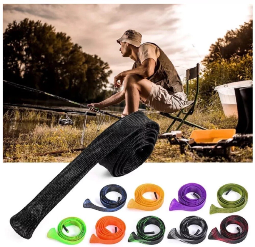 1Pack 170CM Fishing Rod Sock Covers Braided Mesh Spinning Rod Protector Sleeves