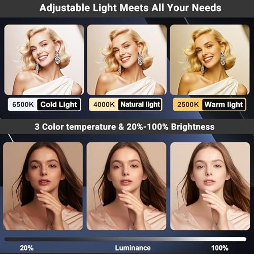 Rechargeable Ring Light Without Stand, Cordless Square Ring Light for 360