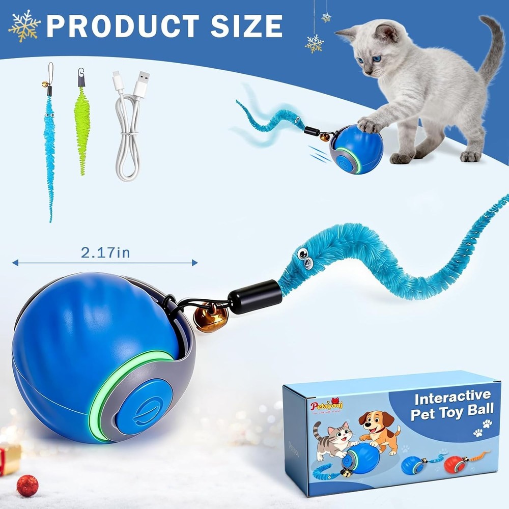 Smart Cat Toy Ball - Motion Activated Automatic Rolling Interactive Cat Toy for