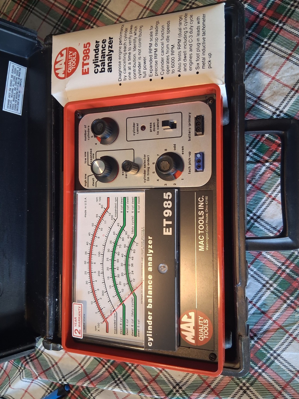 Mac Tools ET985 Cylinder Balance Analyzer. Tested And Working. Free Shipping.