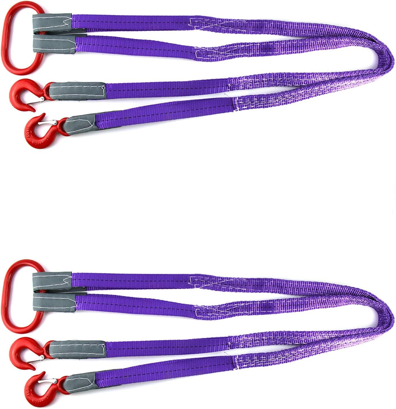 Lifting Slings Straps with Hooks - 5 Feet, 4409 Pounds Capacity, 2 Pack Polyeste