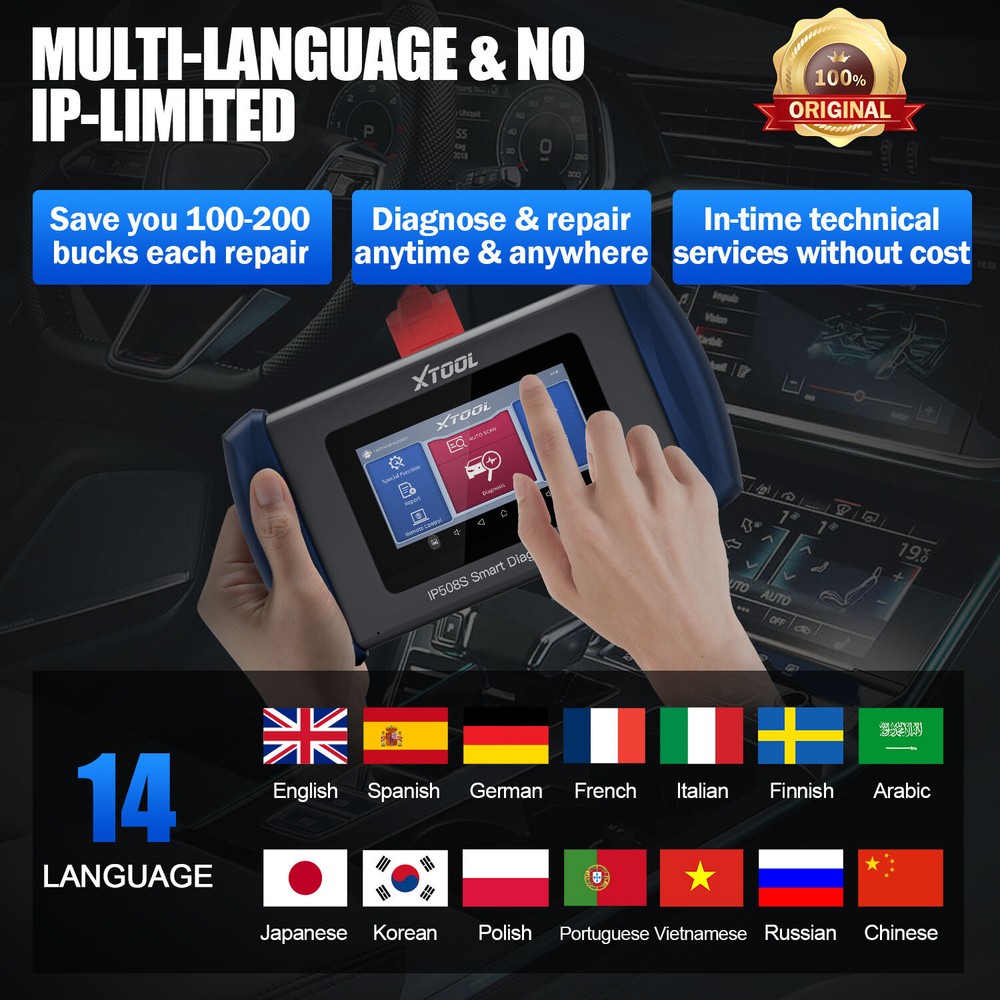 2026 XTOOL IP508S OBD2 Scanner Engine ABS SRS AT EPB Diagnostic Tool Code Reader