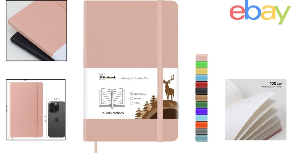 Hardcover Lined Notebook Journal with Inner Pocket for Writing and Note Taking