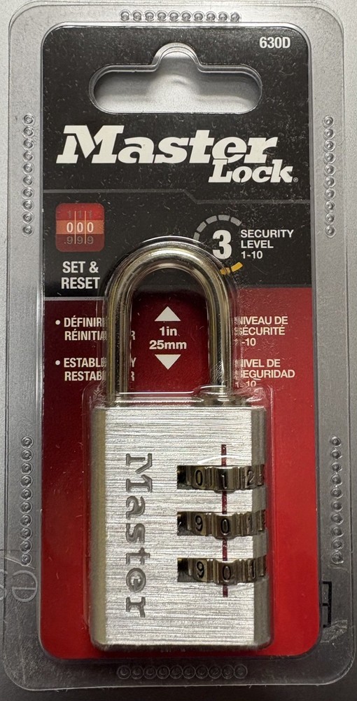 Master Lock with 3 Number Combination Padlock Set and Reset Master Lock 6300