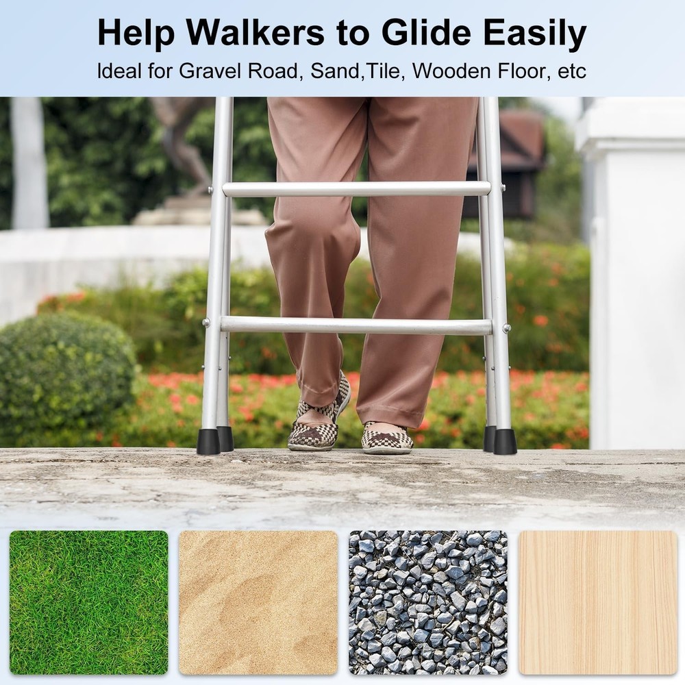 4PCS Rubber Walker Tips – Universal Replacement for Cane, Shower Chair, Commode