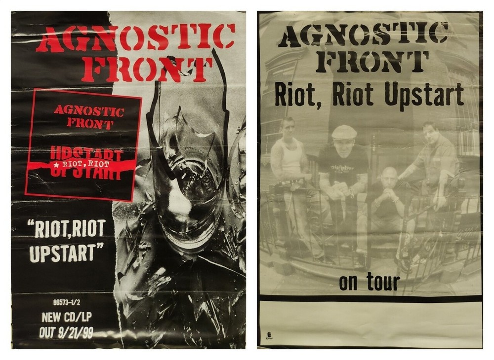 Agnostic Front 1999 Riot, Riot, Upstart Double Sided Promotional Poster Good