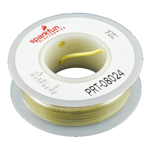 [ SparkFun PRT-08024 ] Hook-up Wire - Yellow (22 AWG)