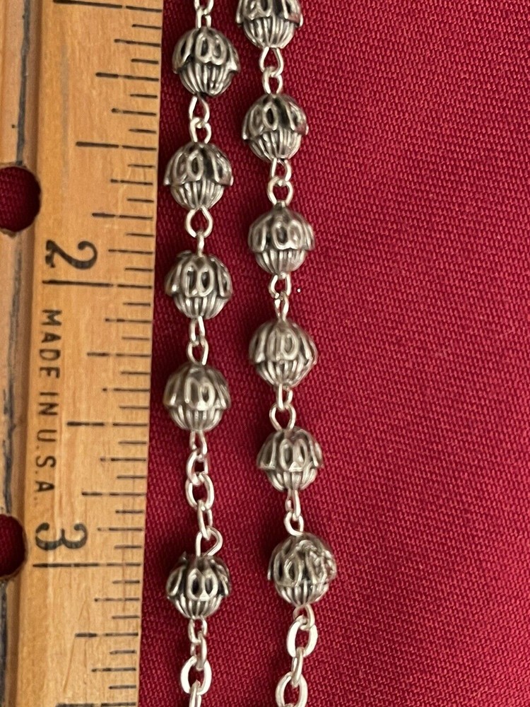 Antique Sterling Silver Rosary By Ave Maria LD157