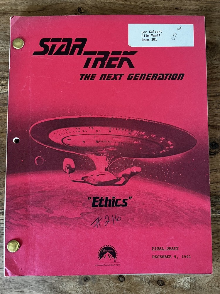 Star Trek: The Next Generation - 'Ethics' Original Final Draft Script (1991)