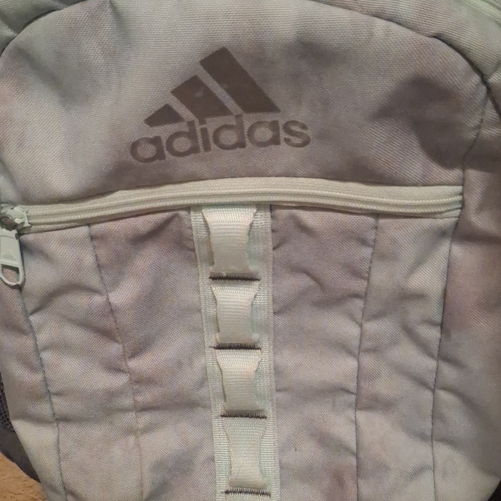 Adidas light blue with pink splash design Backpack 5 Pockets.