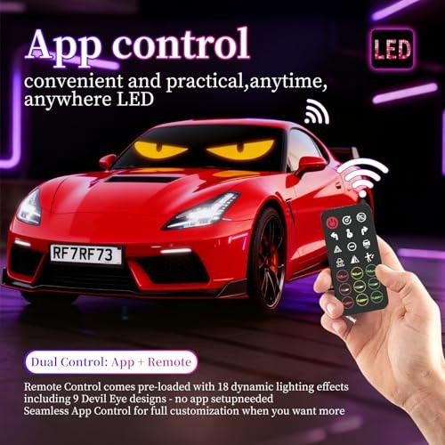 Devil Eyes Light 2PC for Windshield-23.42x4.72IN Programmable LED Eyes EM1696