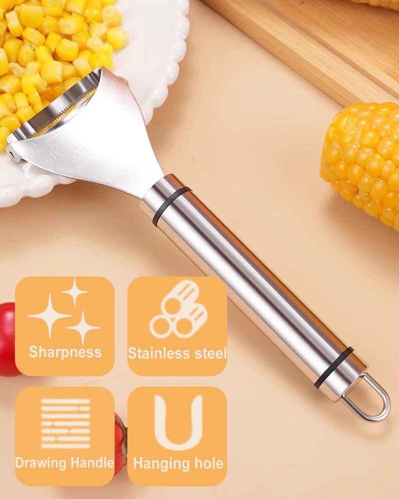 2PCS Corn Peeler Set – Stainless Steel Corn Stripper Tool with Peeler & Fork ?