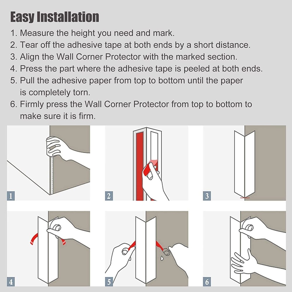 Clear Wall Corner Protector, 2 PCS Self-Adhesive Corner Protectors for Walls,...
