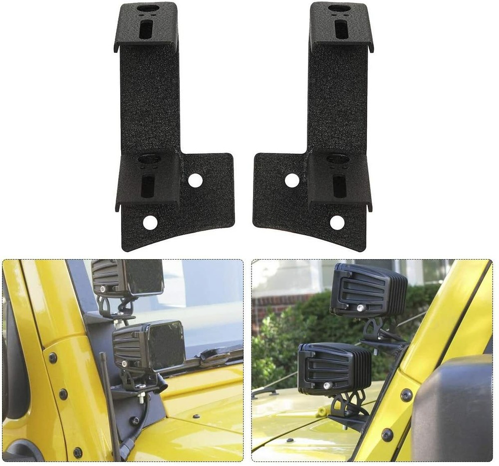 A-Pillar Windshield Mounting Brackets for Jeep Wrangler JK 2007-2017 Work Light