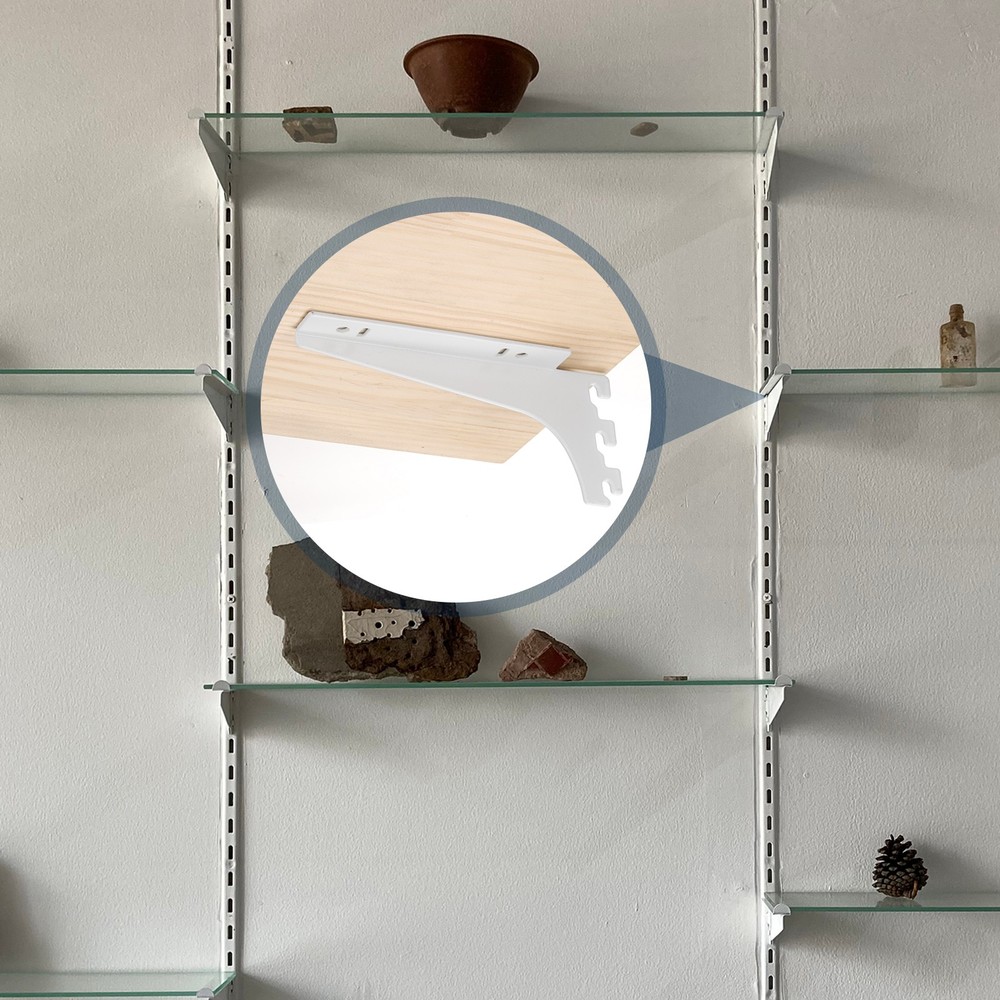 2Pcs Adjustable Shelf Brackets, 6.3" 2.3mm Upright Bracket Shelf Bracket, White