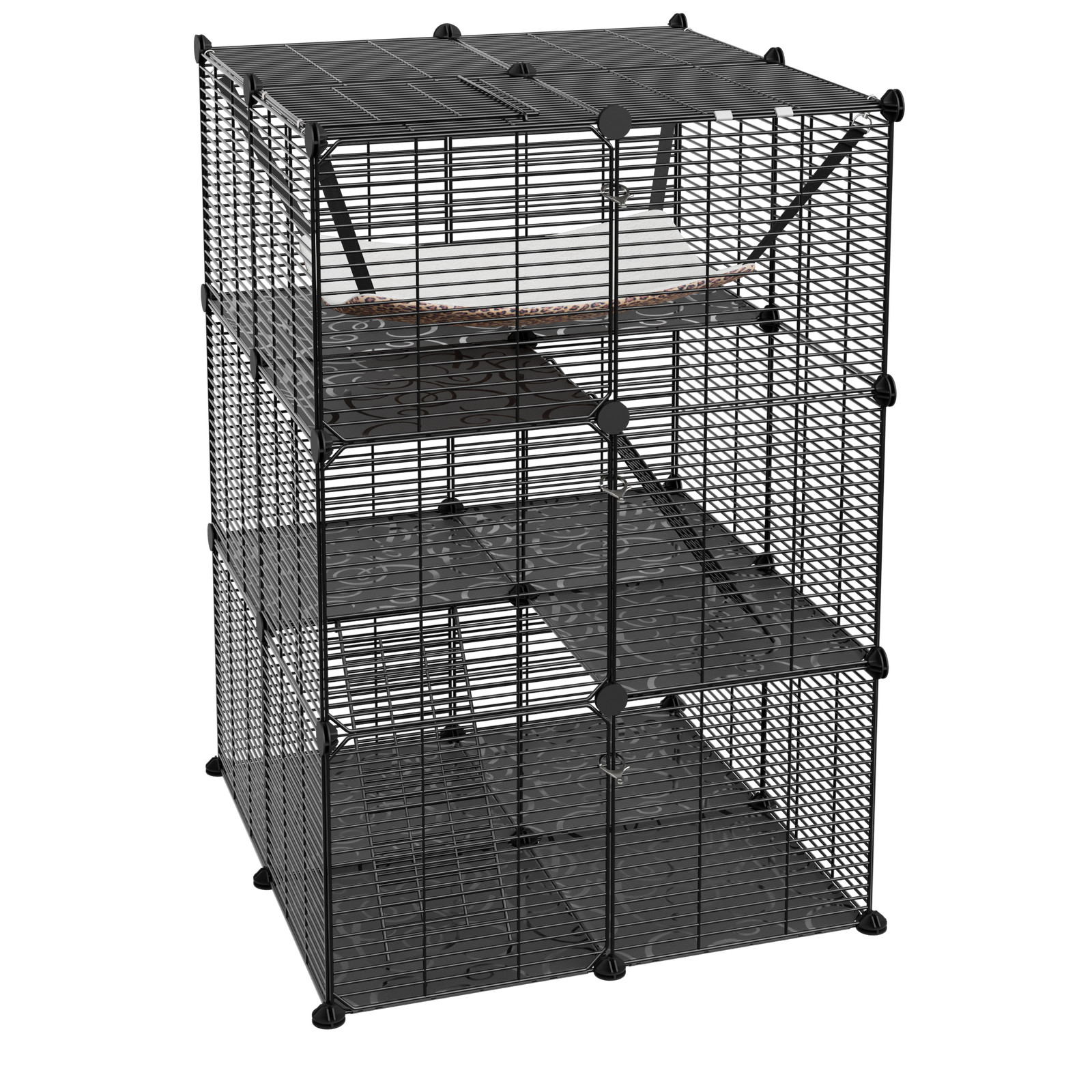 3 Tier Cat Cages Indoor DIY Cat Enclosure Cat Playpen Catio Detachable Metal