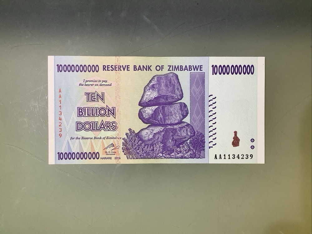 Zimbabwe 10 Billion Dollars 2008 UNC