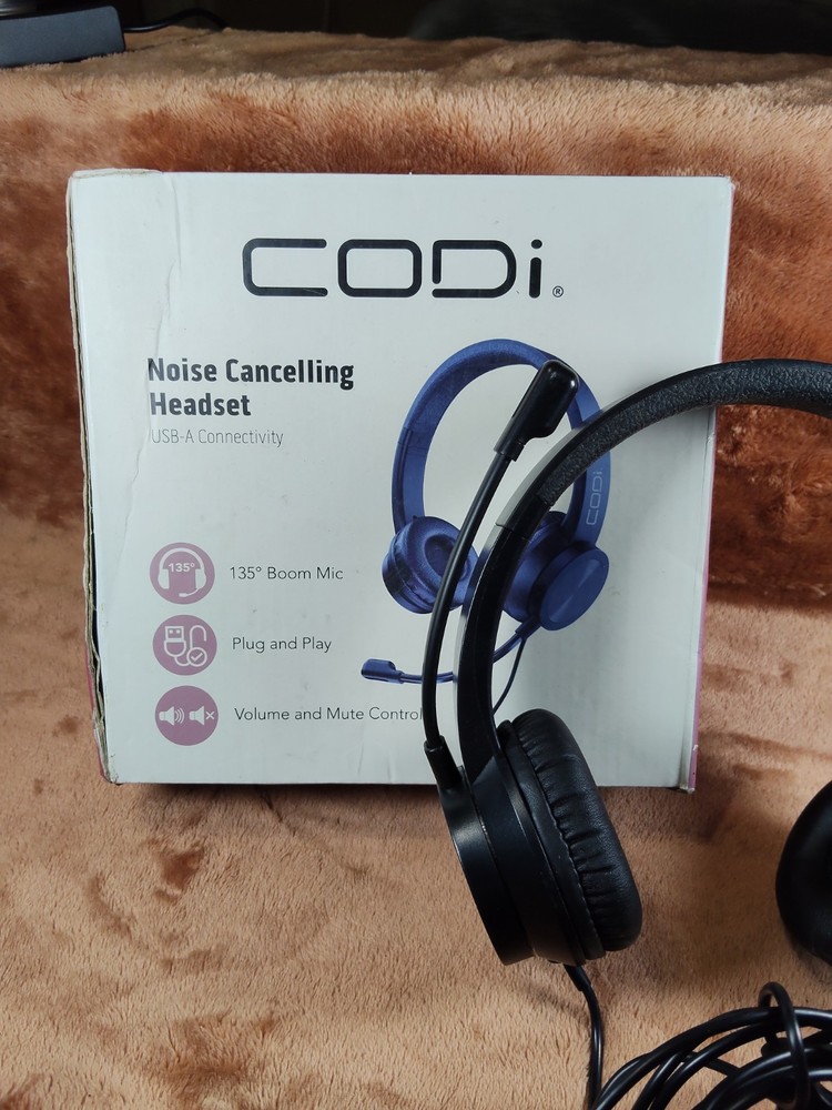 CODi Noise Cancelling Headset USB A Connectivity Boom Mic Plug and Play