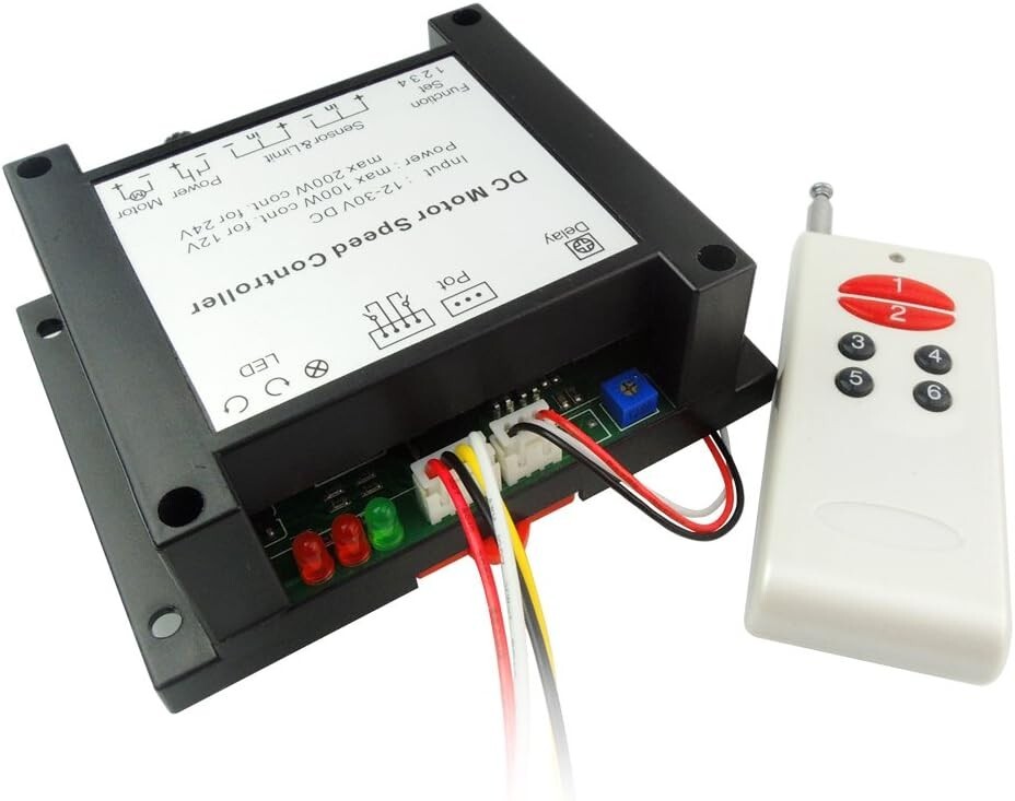 12V-30V 24V 200W DC Wireless Remote Motor Speed Controller Adjustable Reversible
